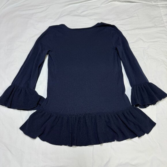 Lilly Pulitzer Adela Ruffle V-Neck Sweater True Navy – Women’s M - Picture 5 of 14